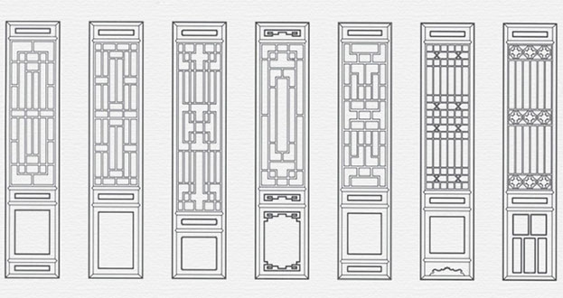 邹城常用中式仿古花窗图案隔断设计图