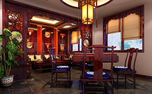 邹城古典中式风格茶楼包间设计装修效果图